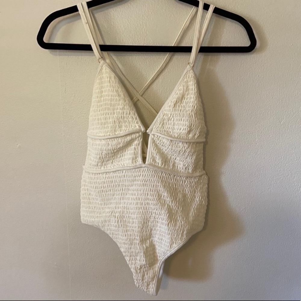 For love and lemons white ruched one piece…